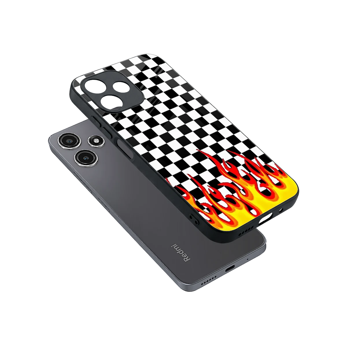 Check Fire sleek redmi 12 5g cover with tempered glass back and TPU edges