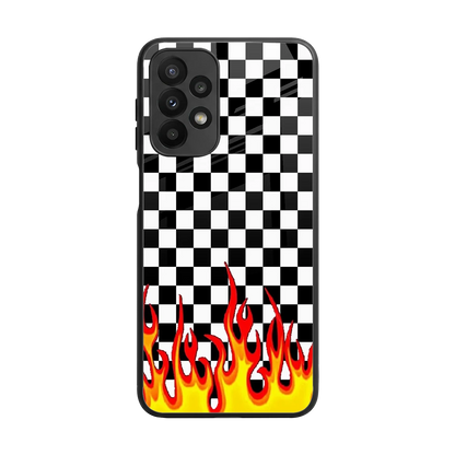 Check Fire back phone cover | glass case for samsung galaxy a23