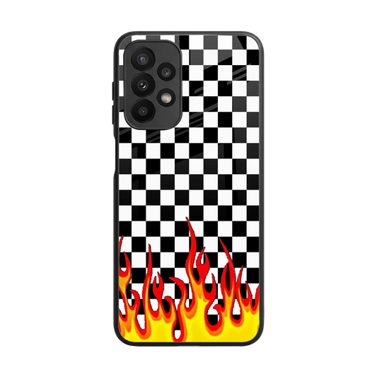 Check Fire back phone cover | glass case for samsung galaxy a23