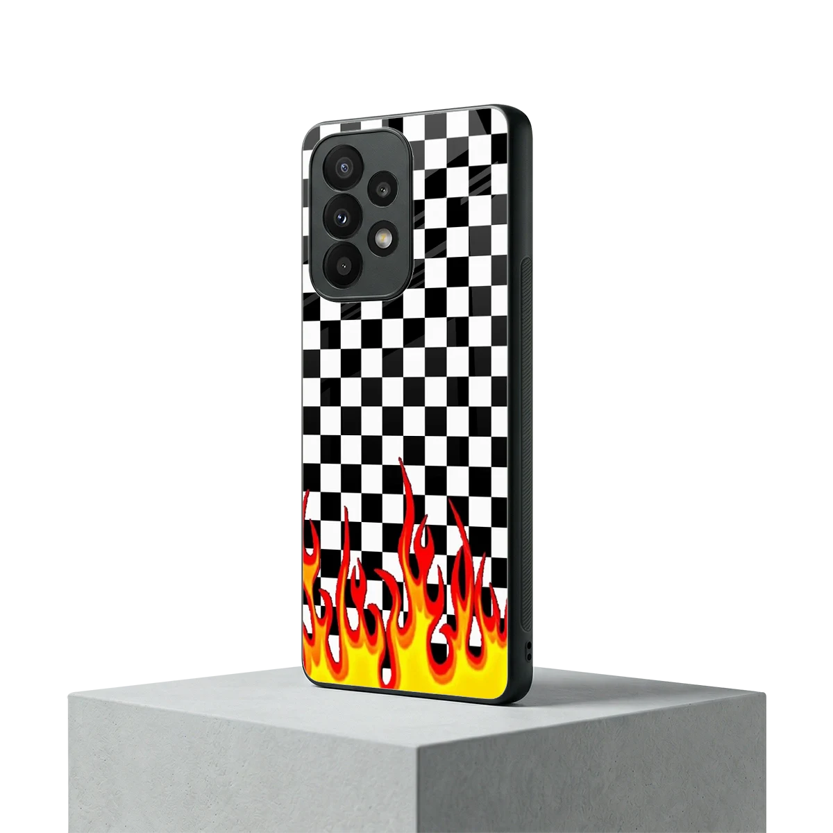 Check Fire samsung galaxy a23 mobile cover | shockproof glass phone case
