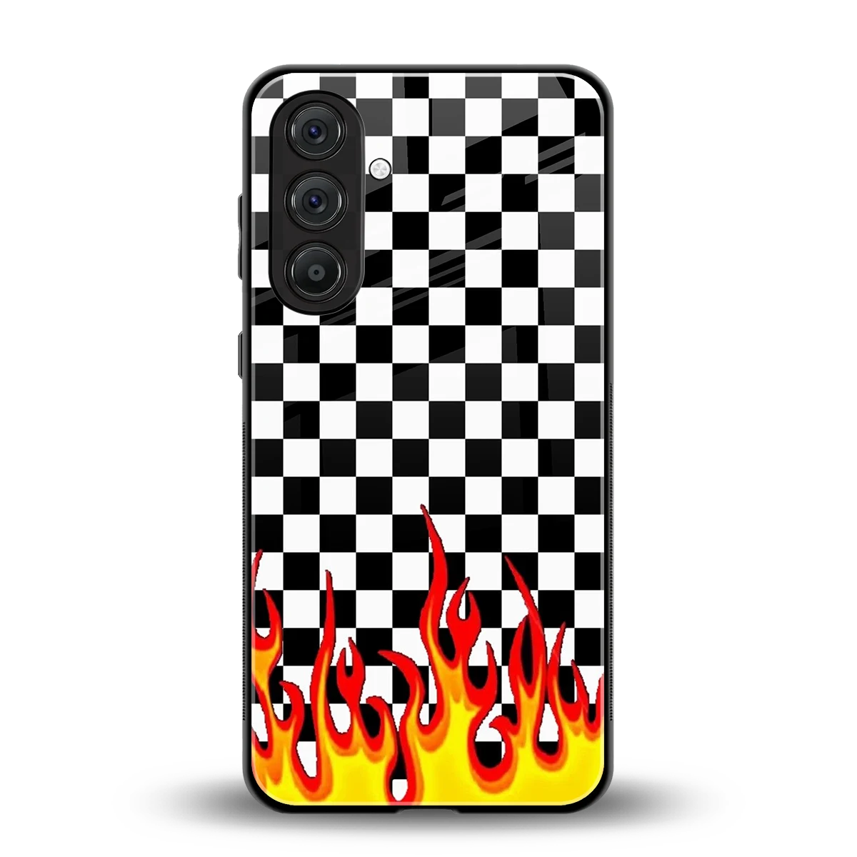 Check Fire back phone cover | glass case for samsung galaxy m36 5g