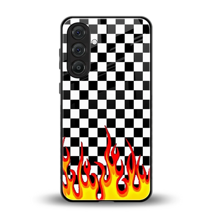 Check Fire back phone cover | glass case for samsung galaxy m36 5g