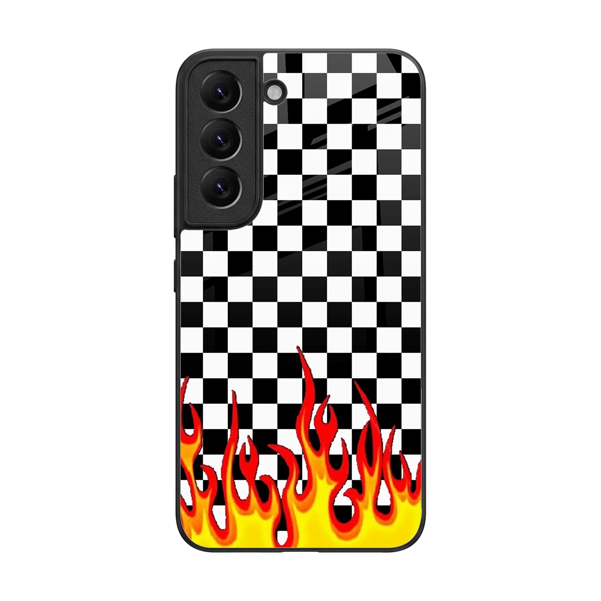 Check Fire back phone cover | glass case for samsung galaxy s22