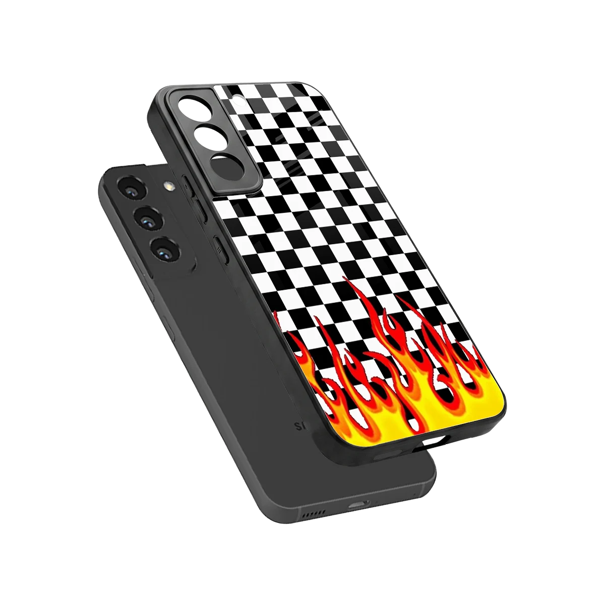 Check Fire sleek samsung galaxy s22 cover with tempered glass back and TPU edges