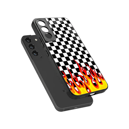 Check Fire sleek samsung galaxy s22 cover with tempered glass back and TPU edges