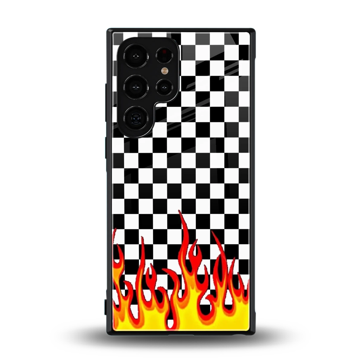 Check Fire back phone cover | glass case for samsung galaxy s24 ultra