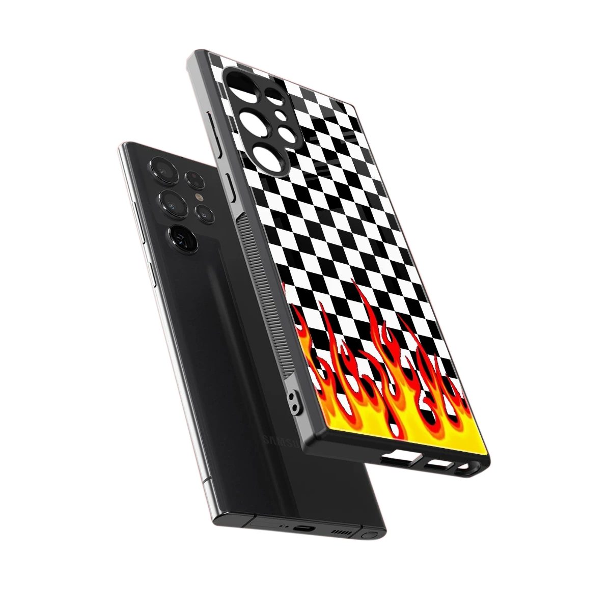 Check Fire sleek samsung galaxy s23 ultra cover with tempered glass back and TPU edges