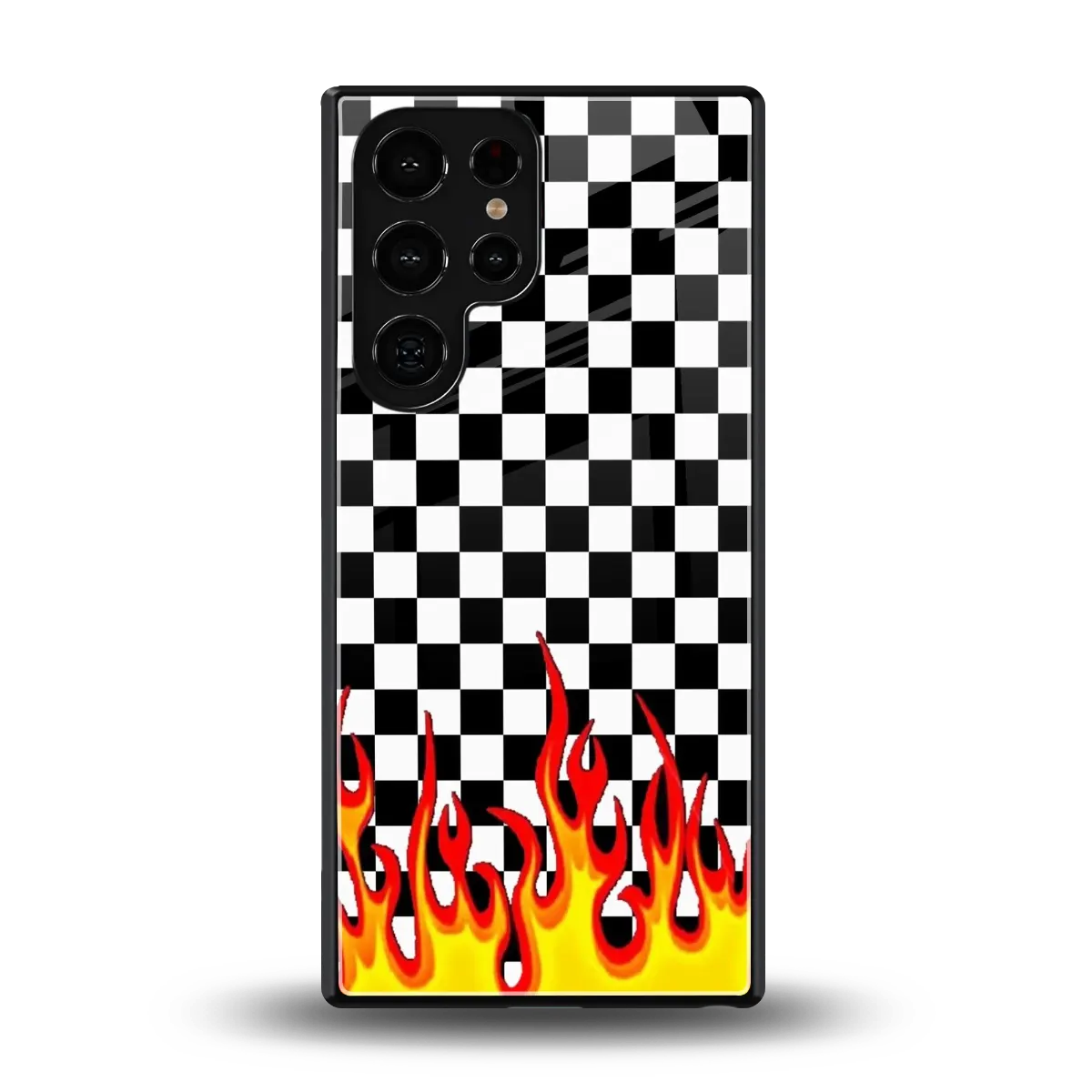 Check Fire back phone cover | glass case for samsung galaxy s25 ultra