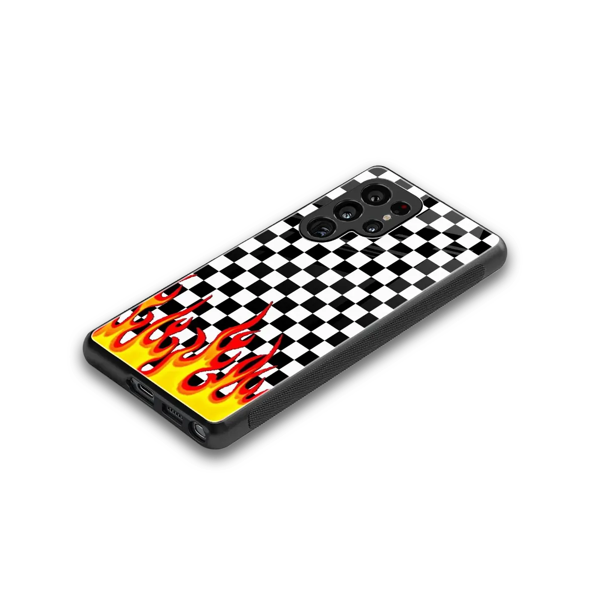 Check Fire stylish phone case for samsung galaxy s26 ultra | glossy glass and slim fit