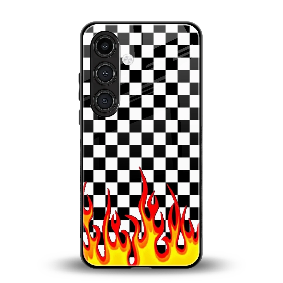 Check Fire back phone cover | glass case for samsung galaxy s23 fe