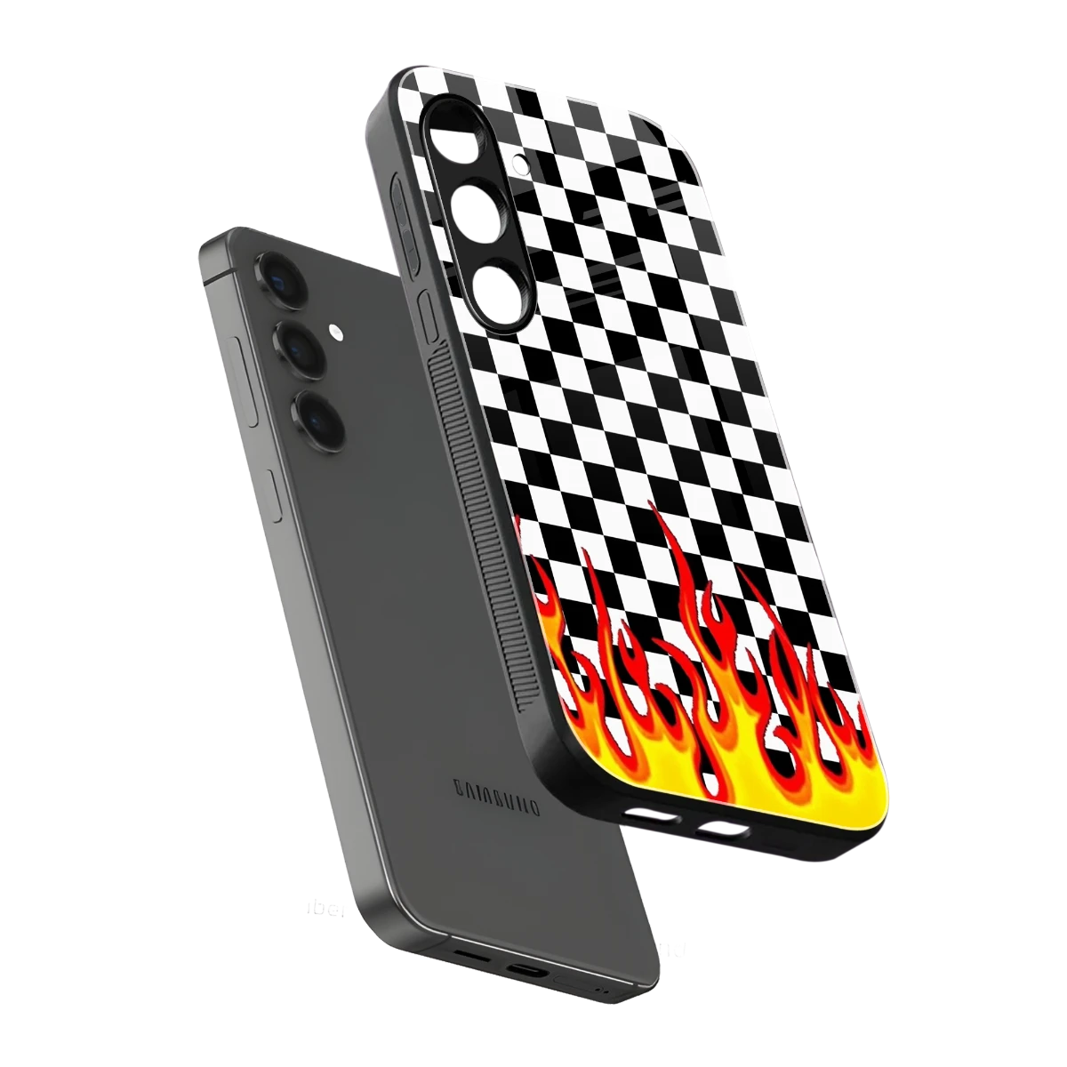 Check Fire sleek samsung galaxy s24 cover with tempered glass back and TPU edges