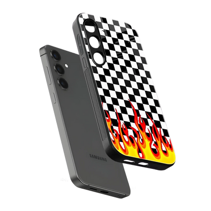 Check Fire sleek samsung galaxy s24 cover with tempered glass back and TPU edges