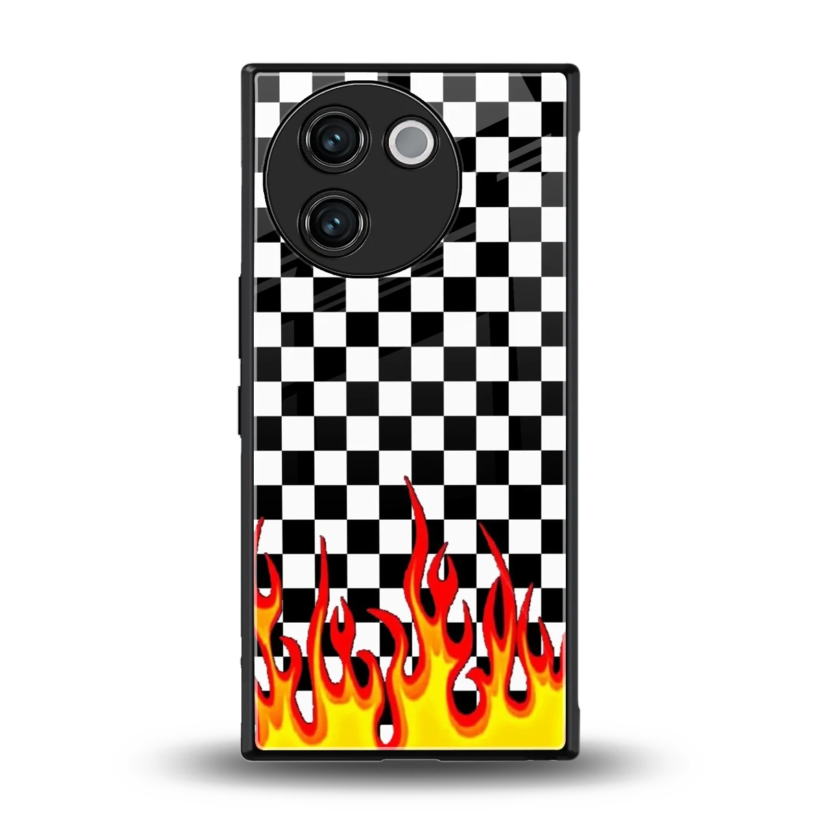 Check Fire back phone cover | glass case for vivo v30e