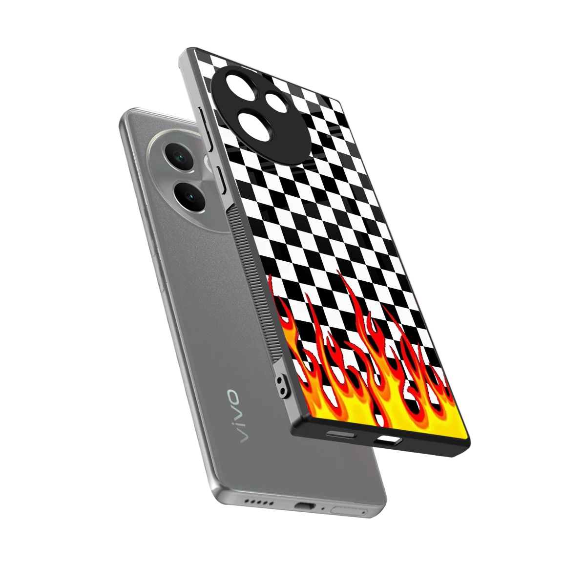 Check Fire sleek vivo v30e cover with tempered glass back and TPU edges