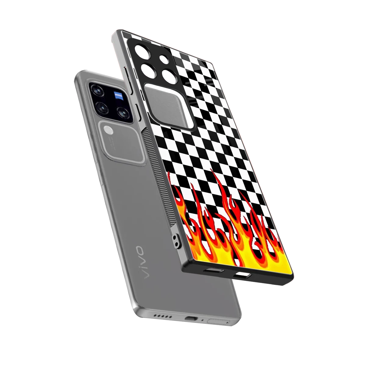 Check Fire sleekvivo v30 pro cover with tempered glass back and TPU edges