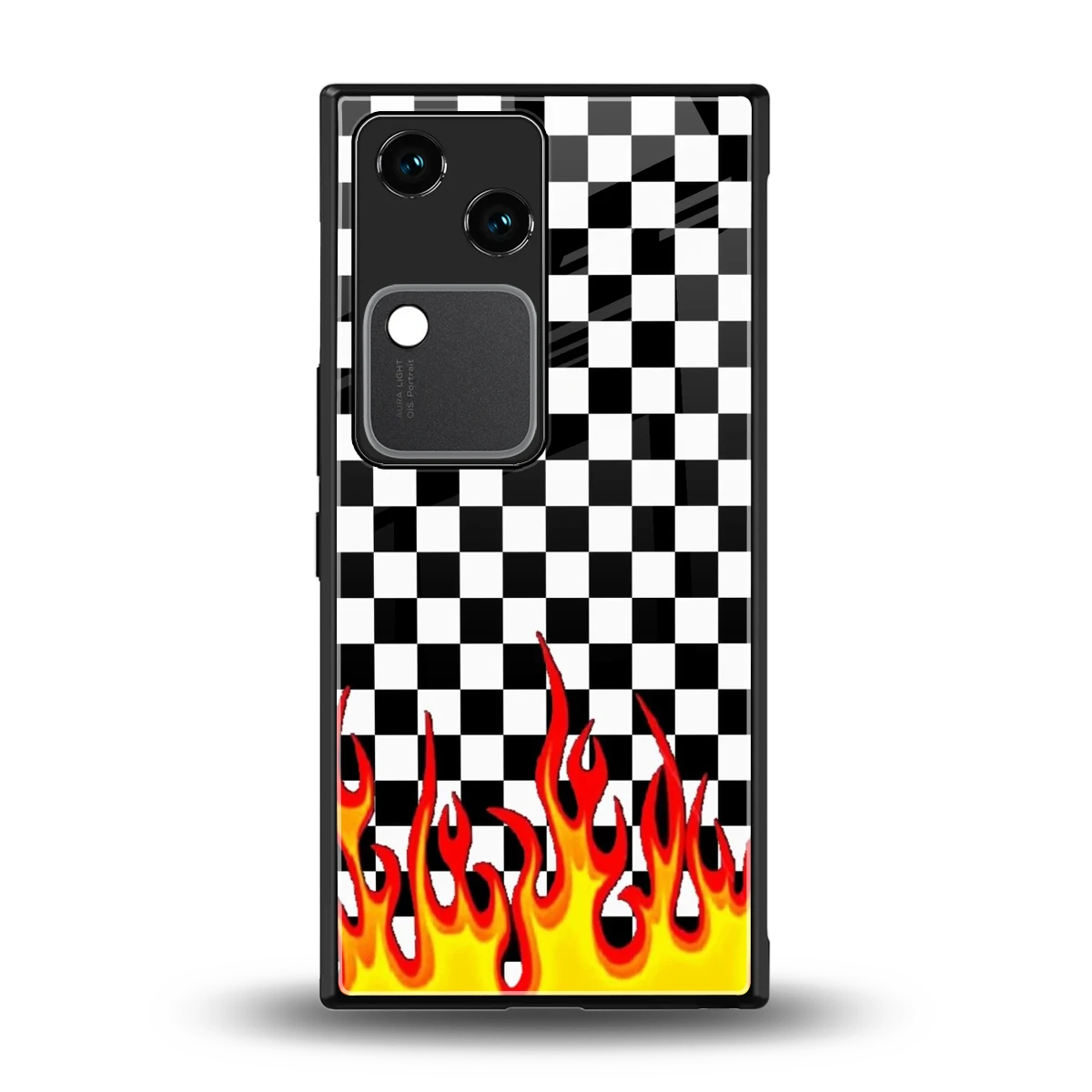 Check Fire back phone cover | glass case for vivo v30