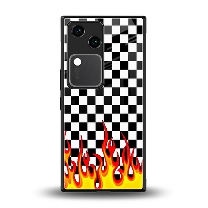 Check Fire back phone cover | glass case for vivo v30