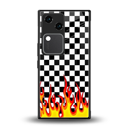 Check Fire back phone cover | glass case for vivo v30