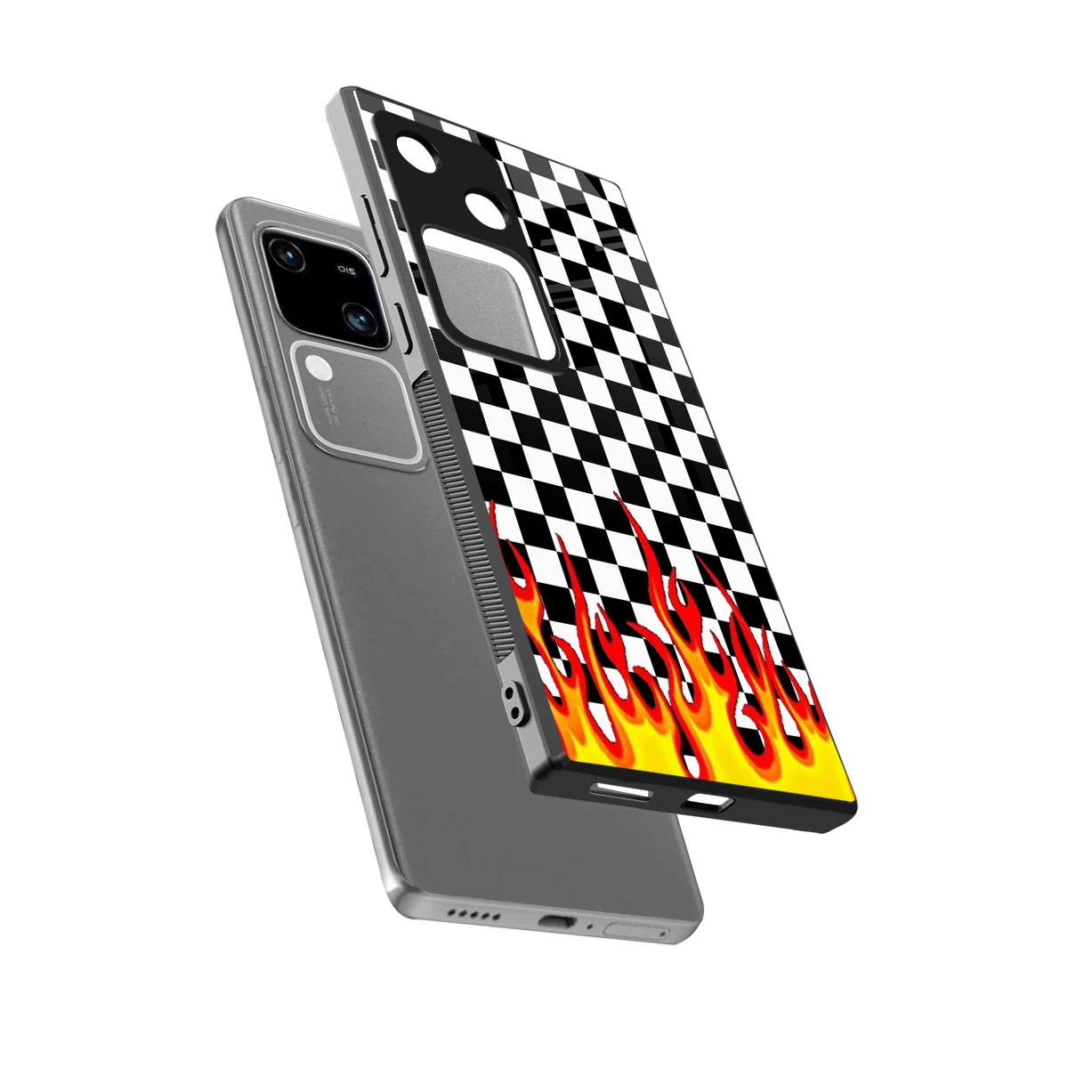 Check Fire sleek vivo v30 cover with tempered glass back and TPU edges