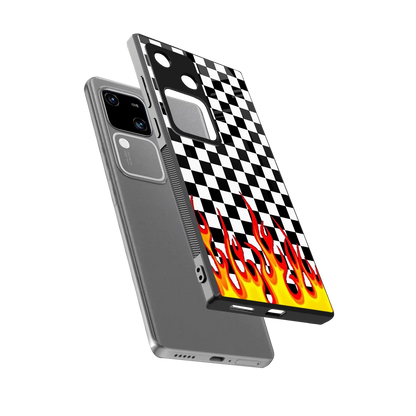 Check Fire sleek vivo v30 cover with tempered glass back and TPU edges