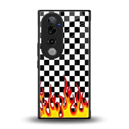 Check Fire back phone cover | glass case for vivo v40 pro