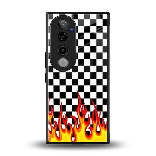 Check Fire back phone cover | glass case for vivo v40 pro