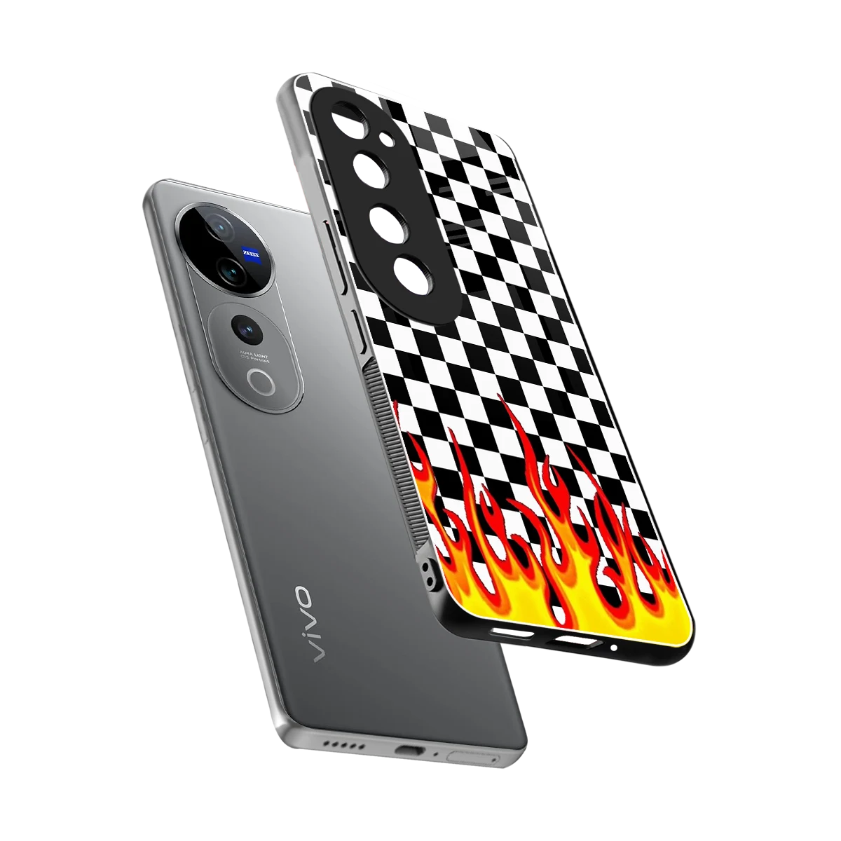 Check Fire sleek vivo v40 pro cover with tempered glass back and TPU edges