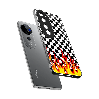 Check Fire sleek vivo v40 pro cover with tempered glass back and TPU edges