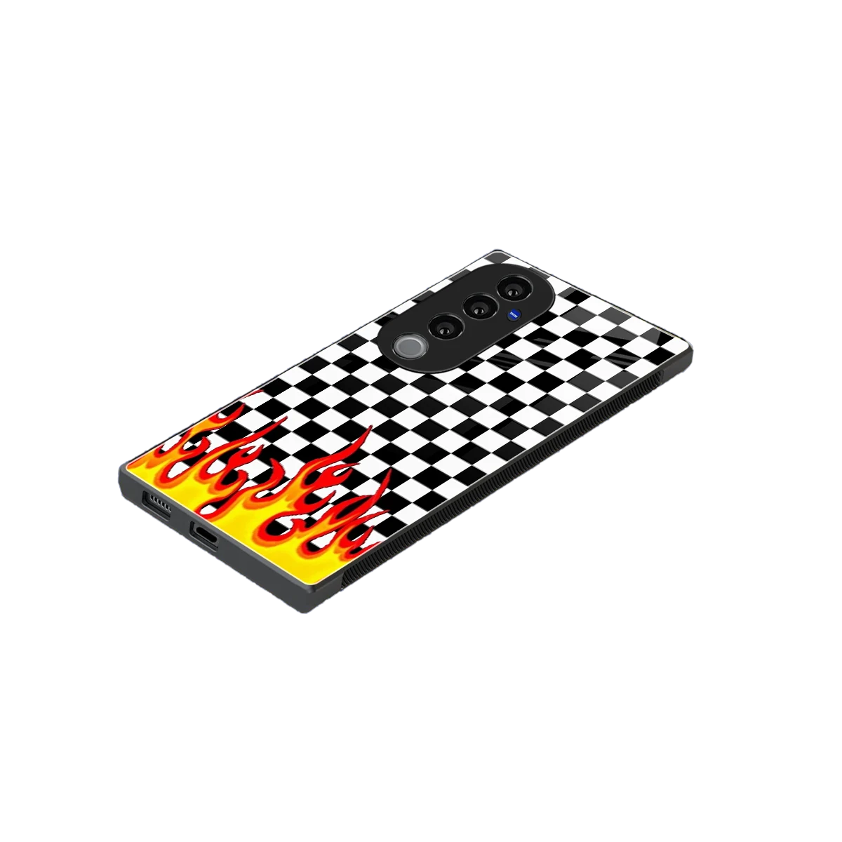 Check Fire stylish phone case for vivo v40 pro | glossy glass and slim fit