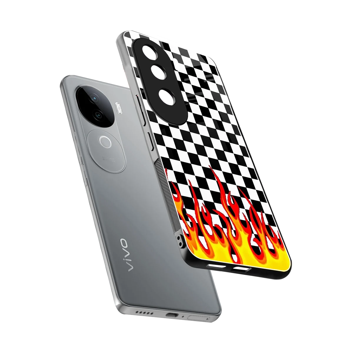 Check Fire sleek vivo v40e cover with tempered glass back and TPU edges