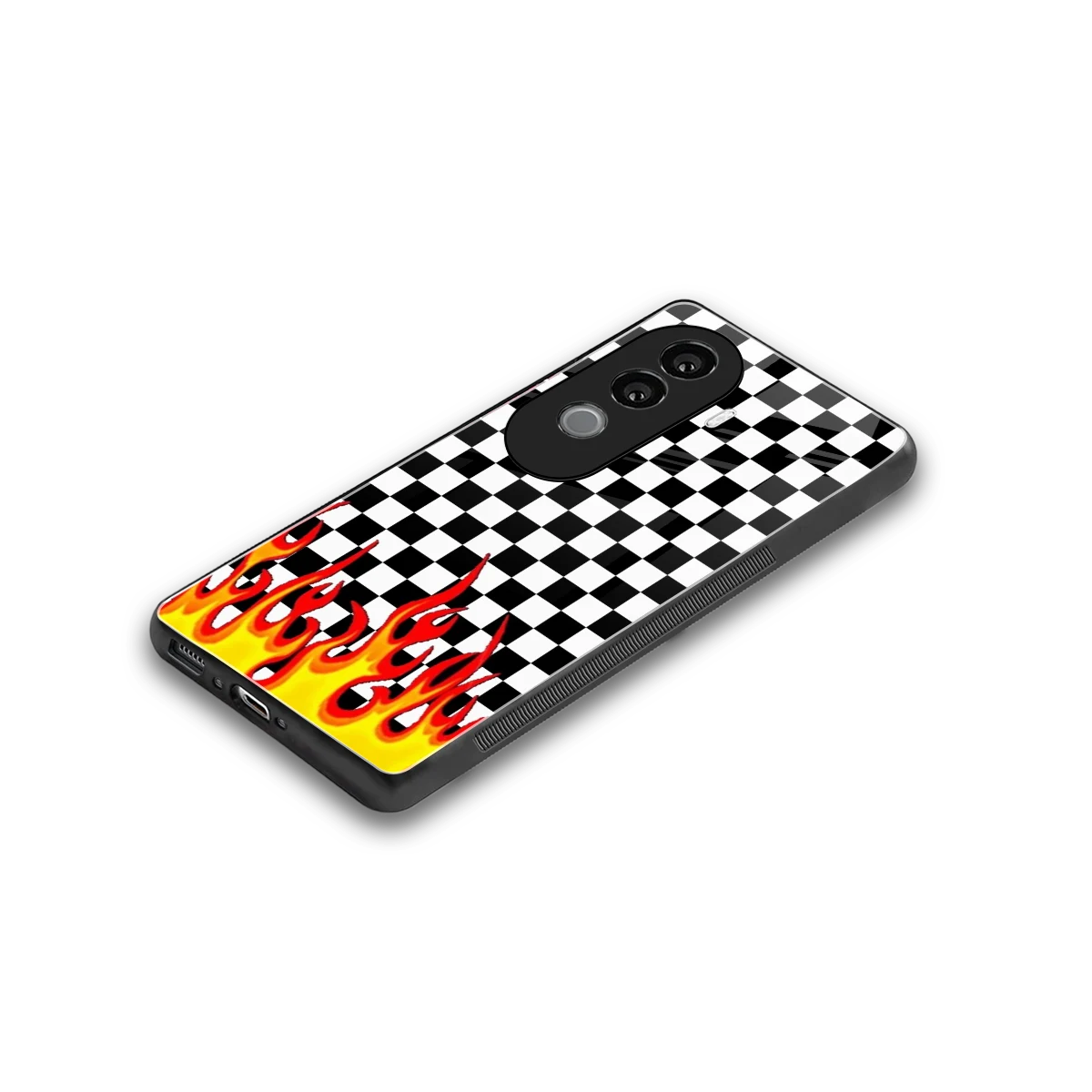 Check Fire stylish phone case for vivo v40e | glossy glass and slim fit