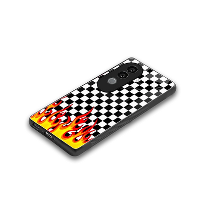 Check Fire stylish phone case for vivo v40e | glossy glass and slim fit