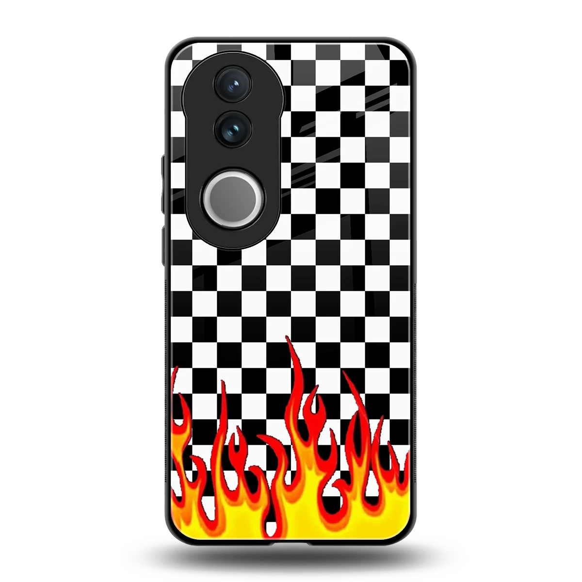 Check Fire back phone cover | glass case for vivo v50
