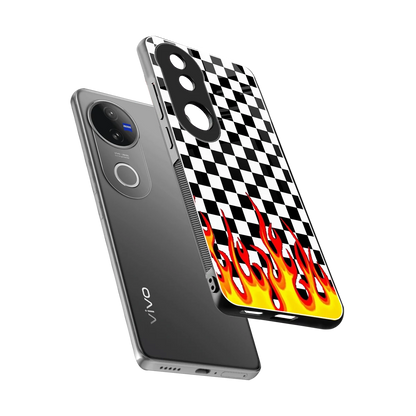 Check Fire sleek vivo v50 cover with tempered glass back and TPU edges