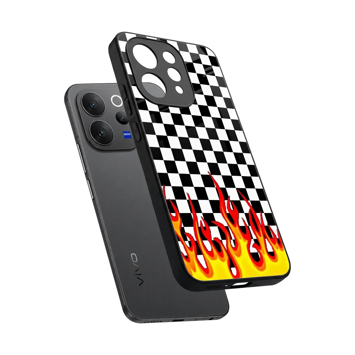 Check Fire sleek vivo v70 elite cover with tempered glass back and TPU edges