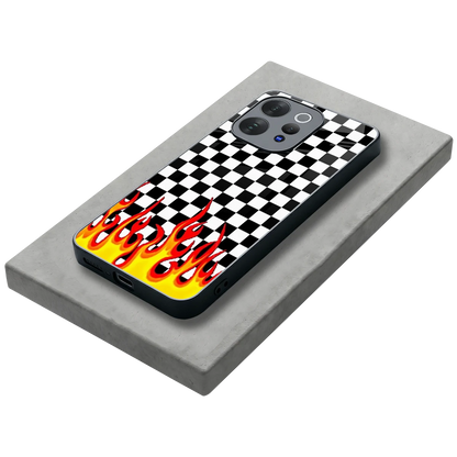 Check Fire stylish phone case for vivo v70 elite | glossy glass and slim fit