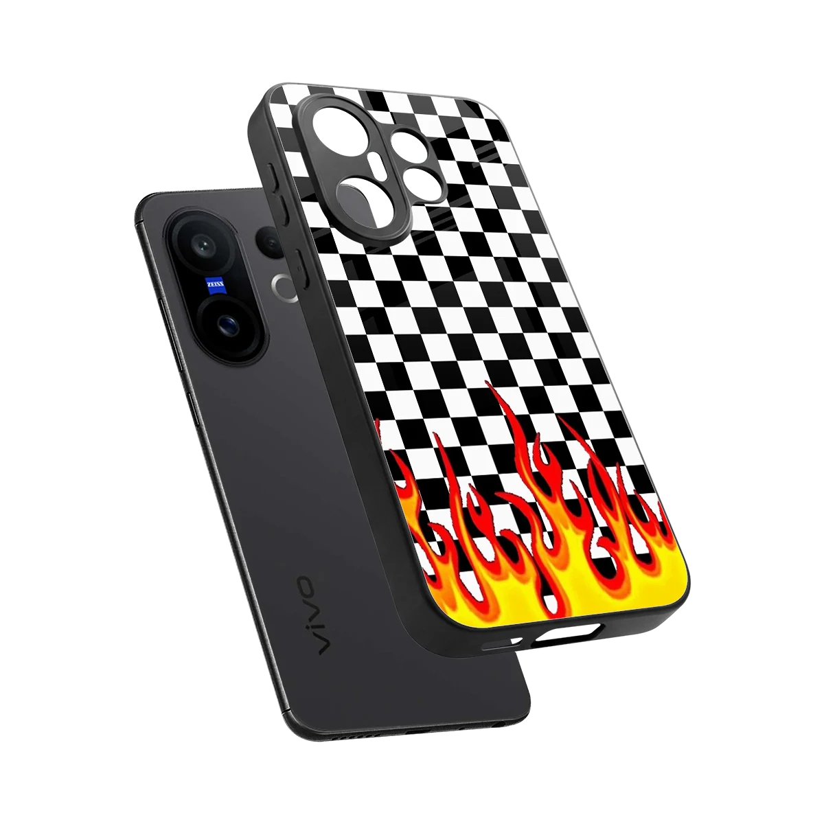 Check Fire sleek vivo x200 fe cover with tempered glass back and TPU edges