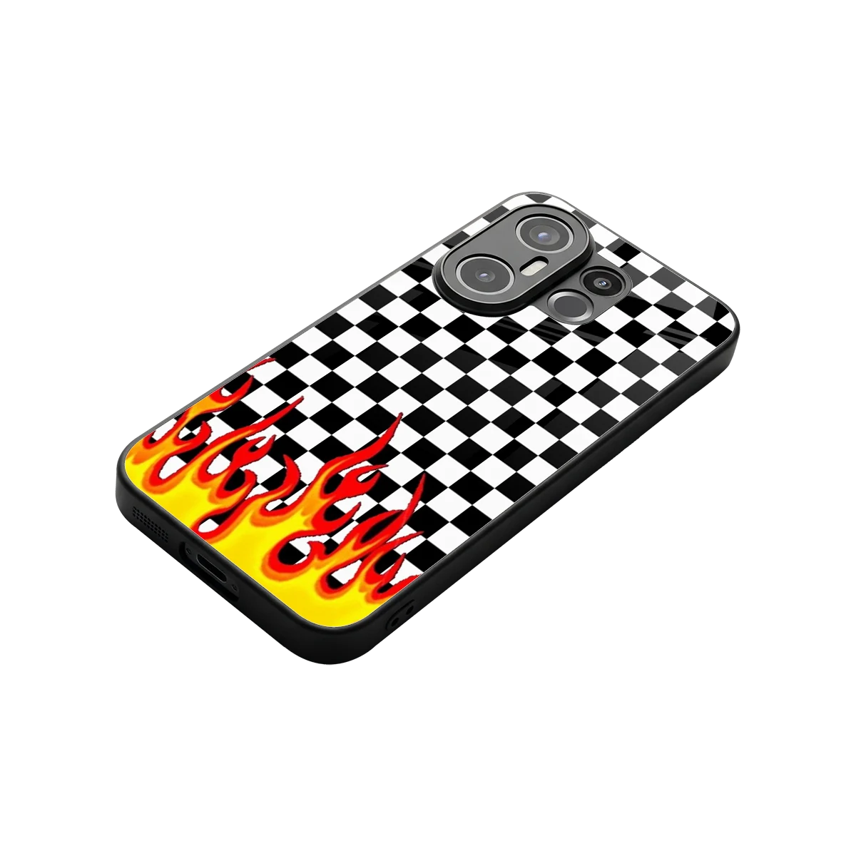 Check Fire stylish phone case for vivo x200 fe | glossy glass and slim fit