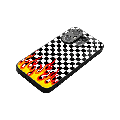 Check Fire stylish phone case for vivo x200 fe | glossy glass and slim fit