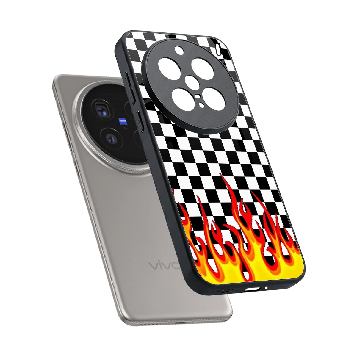 Check Fire sleek vivo x200 pro cover with tempered glass back and TPU edges