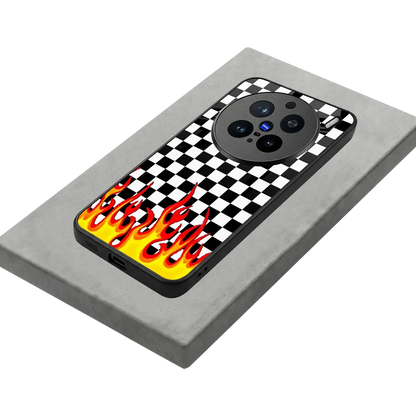Check Fire stylish phone case for vivo x200 pro | glossy glass and slim fit