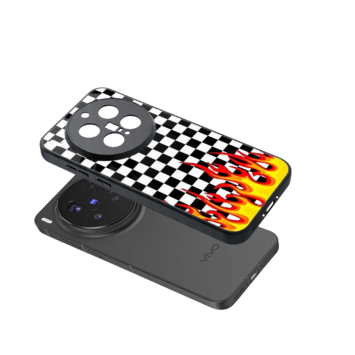 Check Fire sleek vivo x300 pro cover with tempered glass back and TPU edges