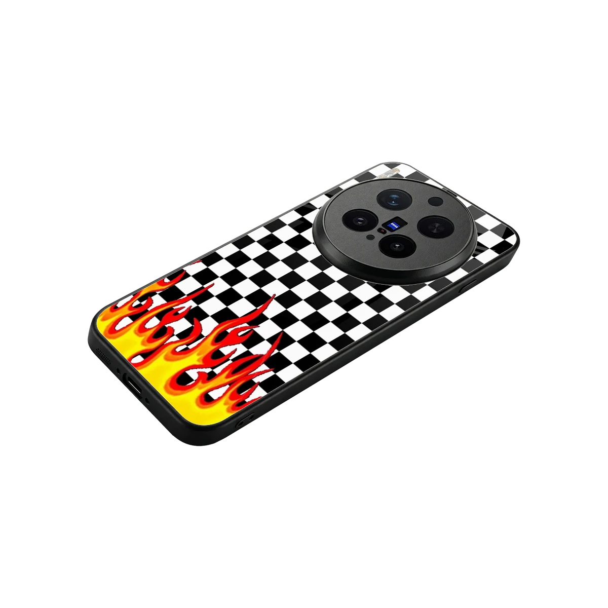 Check Fire stylish phone case for vivo x300 pro | glossy glass and slim fit