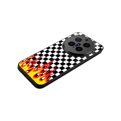 Check Fire stylish phone case for vivo x300 pro | glossy glass and slim fit