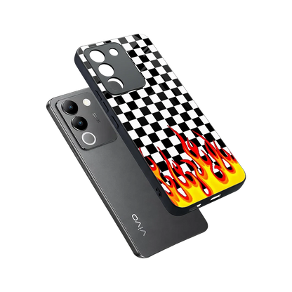 Check Fire sleek vivo y200 5g cover with tempered glass back and TPU edges