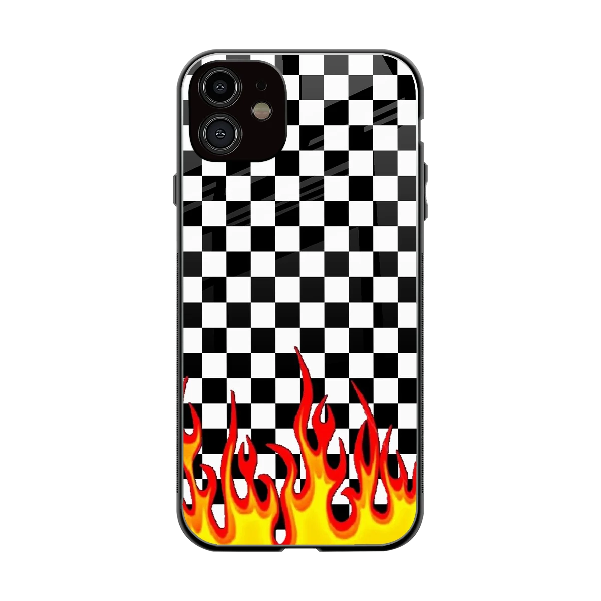 Check Fire back phone cover | glass case for iphone 11