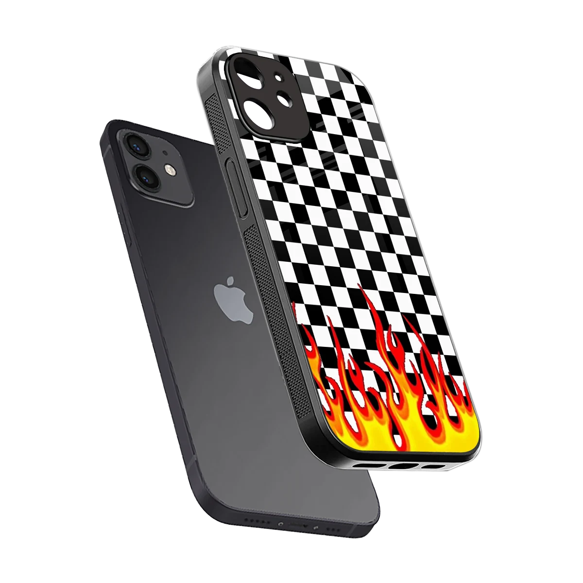 Check Fire sleek iphone 12 cover with tempered glass back and TPU edges