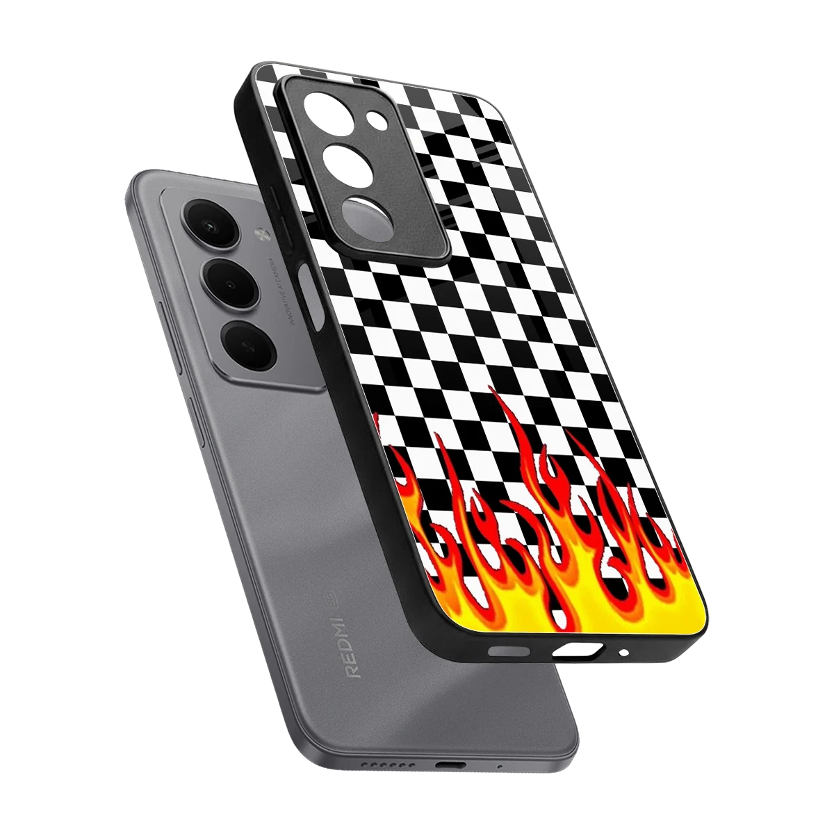 Check Fire sleek redmi 15 5g cover with tempered glass back and TPU edges