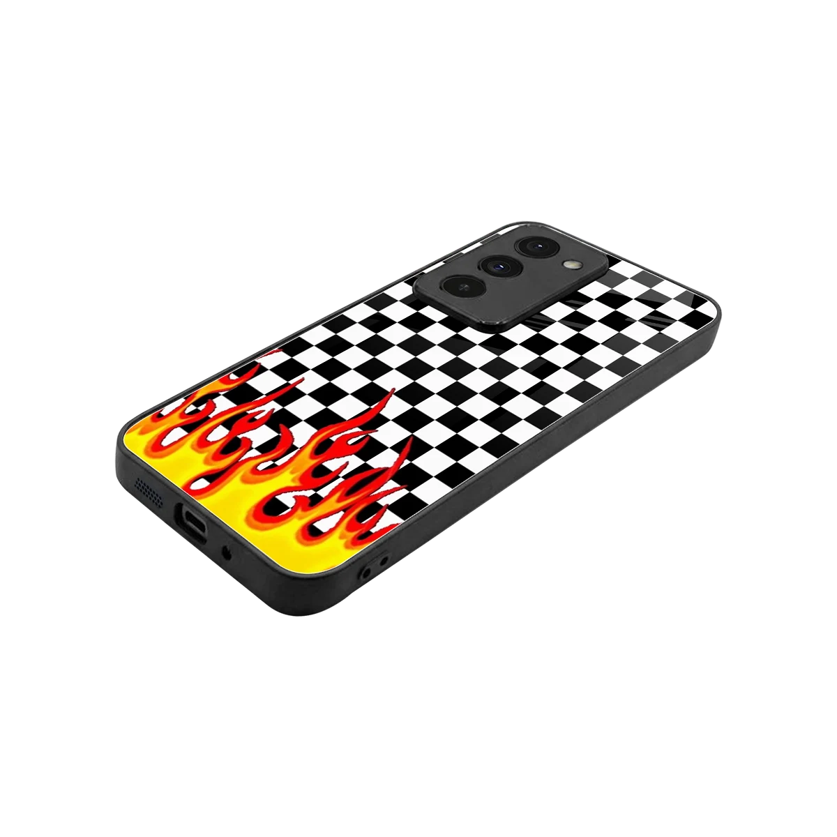 Check Fire stylish phone case for redmi 15 5g | glossy glass and slim fit