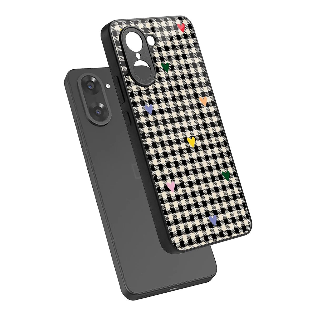 Checkered Love sleek oneplus nord ce5 5g cover with tempered glass back and TPU edges